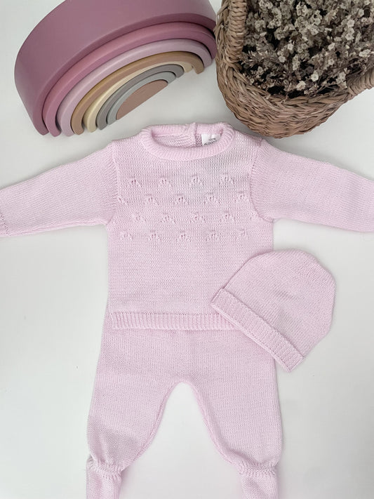 Conjunto de Malha em V Rosa Claro